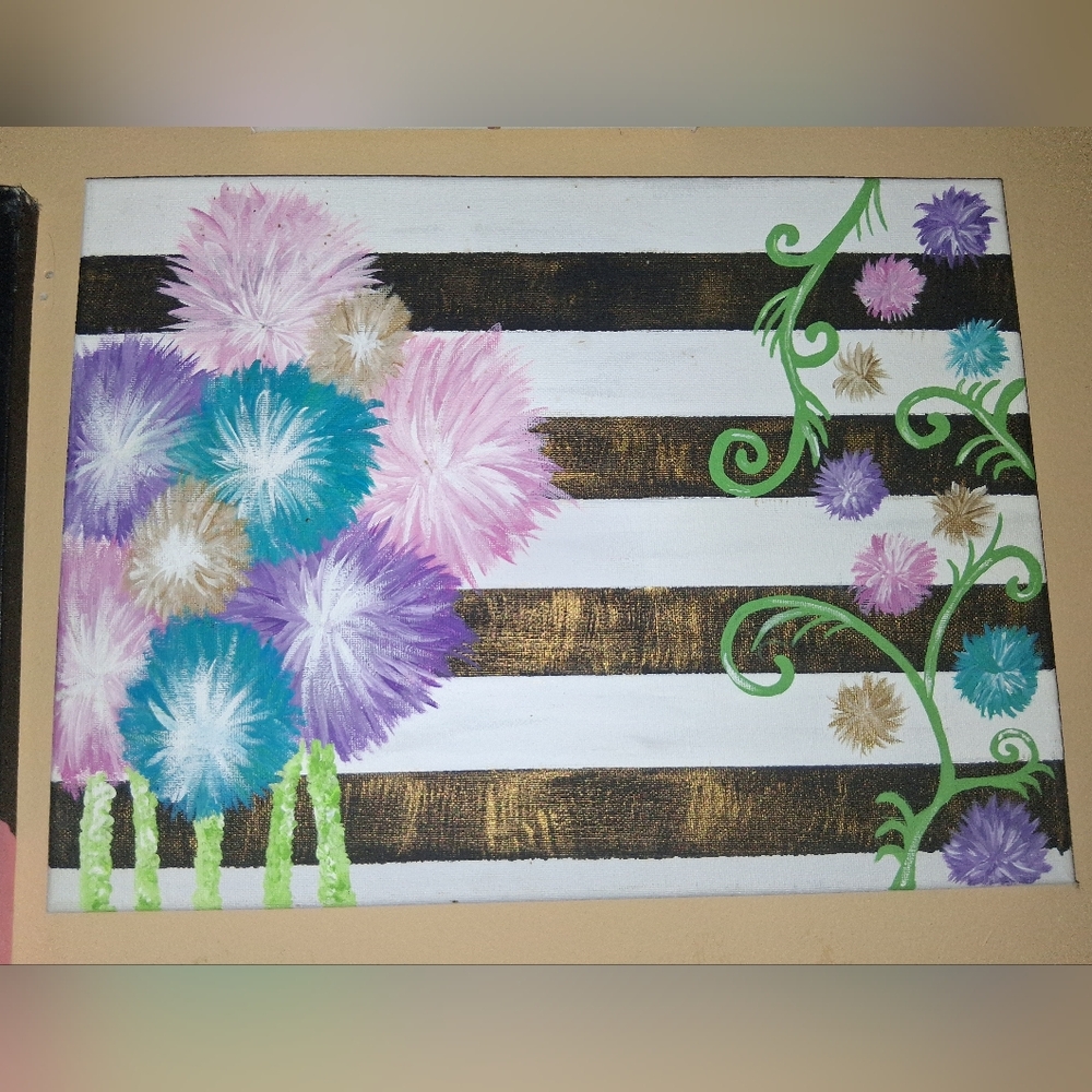 Original Acrylic Floral Abstract Stretched Canvas Art 11x14